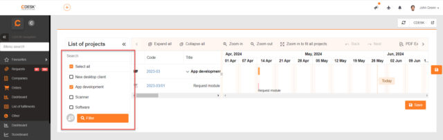 Zobrazenie ľavého panelu v Gantt diagrame